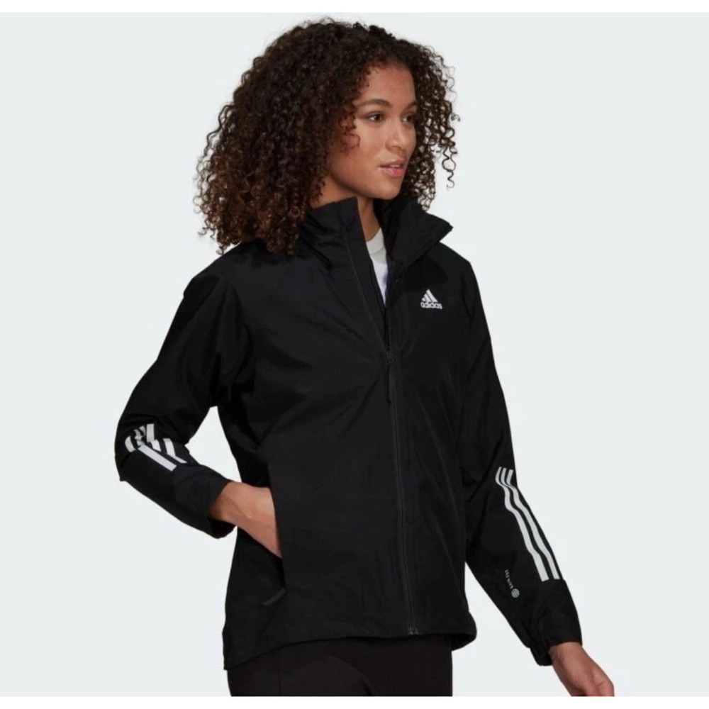 ADIDAS BSC 3 STRIPES RAIN.RDY BLACK JACKET WOMEN'S SIZE XL H65759 NWT $100